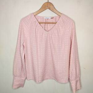 Calvin Klein Pink Top Textured Squares Long Sleeve Whimsy